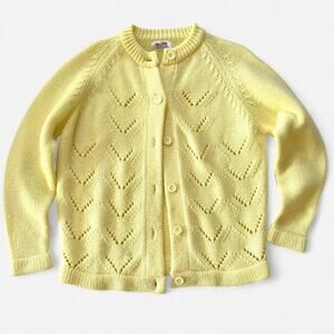 Yellow Vintage 70s Knit Button-Up Cardigan